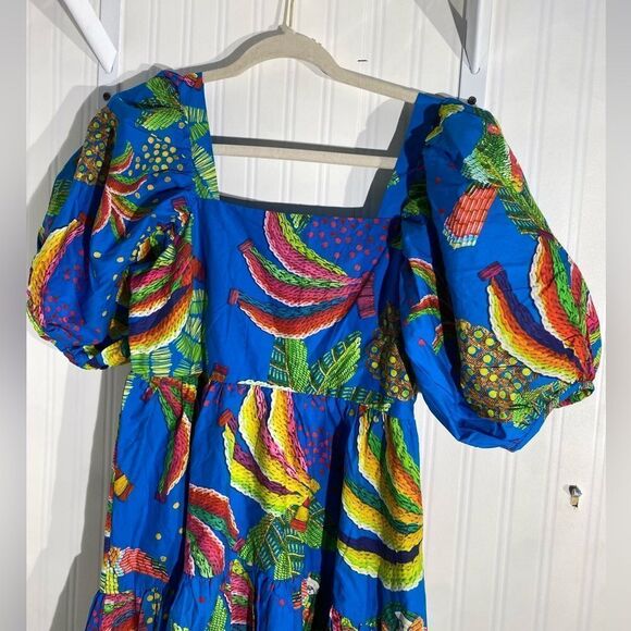 NWT FARM Rio Blue Banana Midi Dress Size S - Picture 4 of 16
